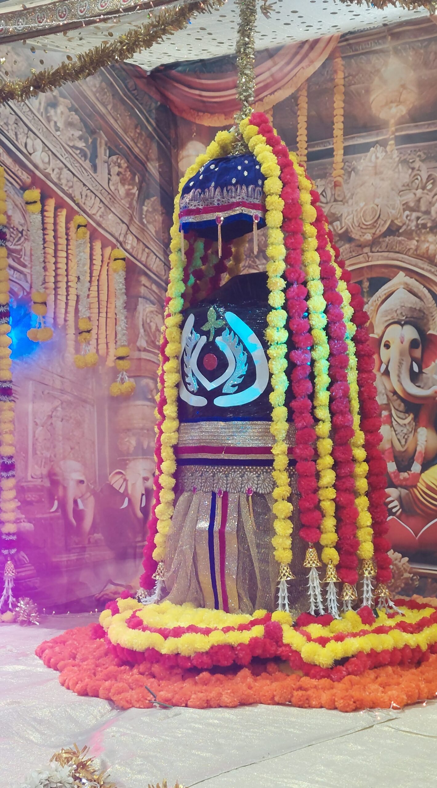 Decorated Shiva Lingam at Shiv Mandir Portugal