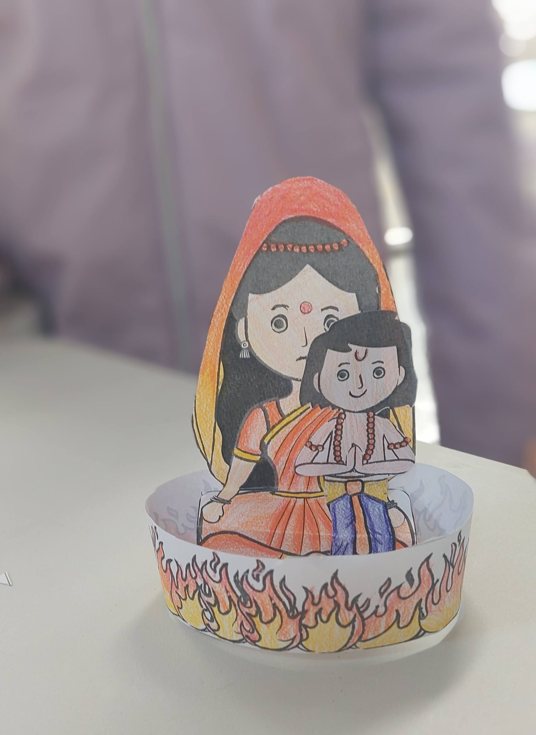 Children's Hindu cultural artwork at Shiv Mandir Portugal