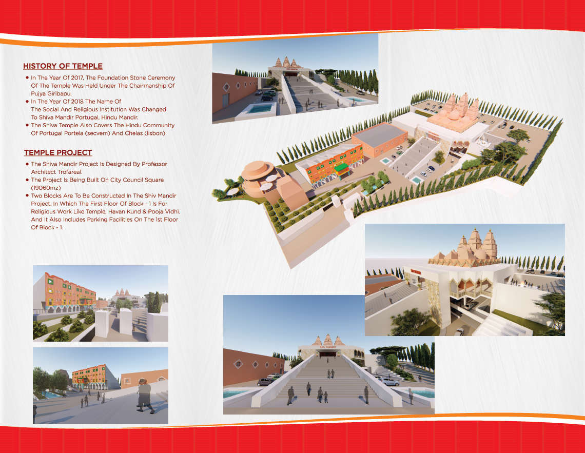 Visão arquitetónica tridimensional do futuro Shiv Mandir Portugal